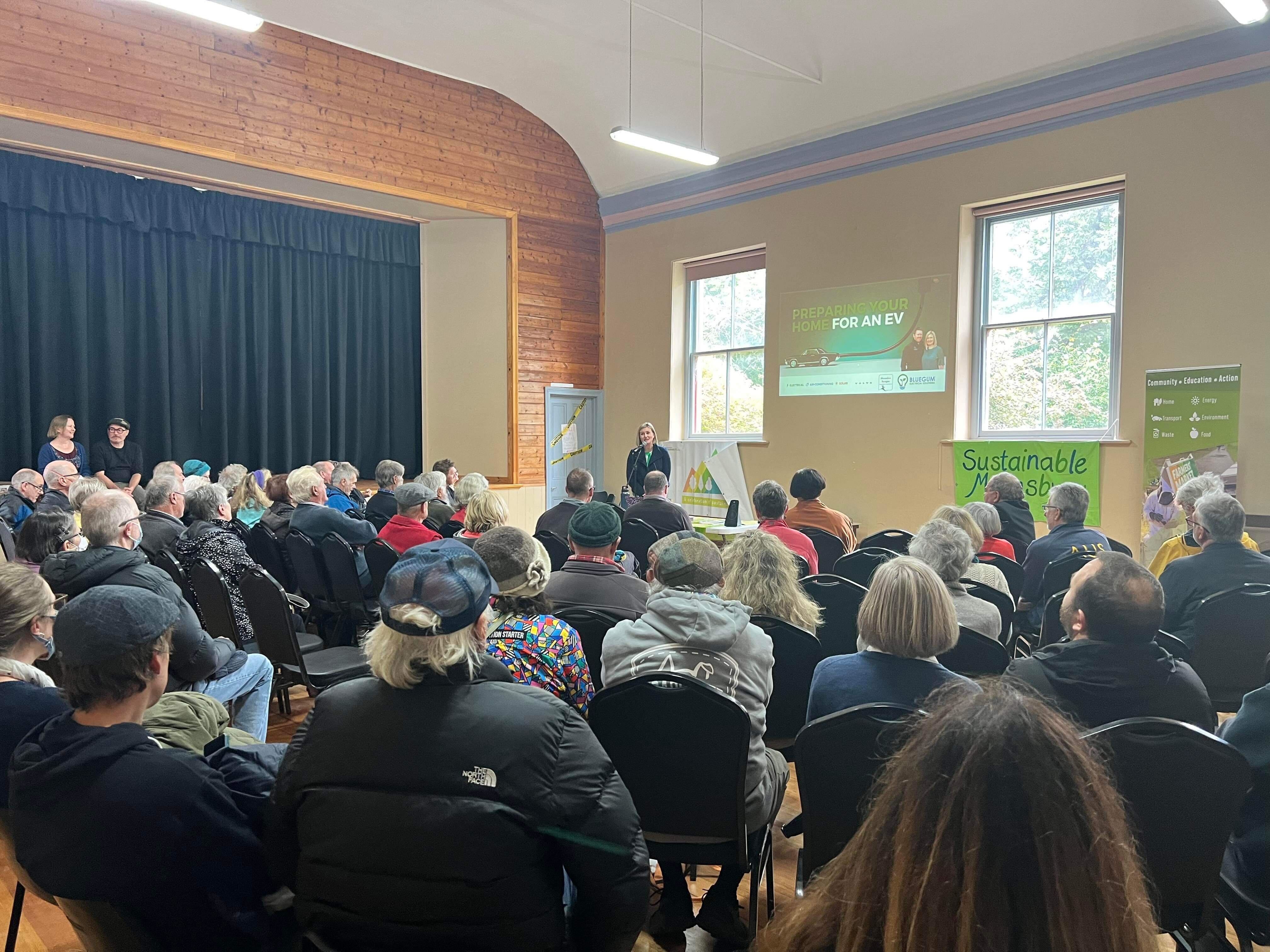 Chantel Gilbert presenting to a packed room at a previous Bluegum community session